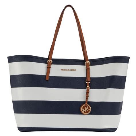 michael kors jet set tote navy white